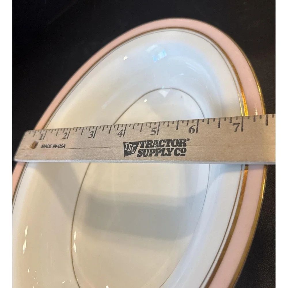 Royal Worcester Howard Pink Gold Trim Oval Vegetable Serving Bowl England Retro